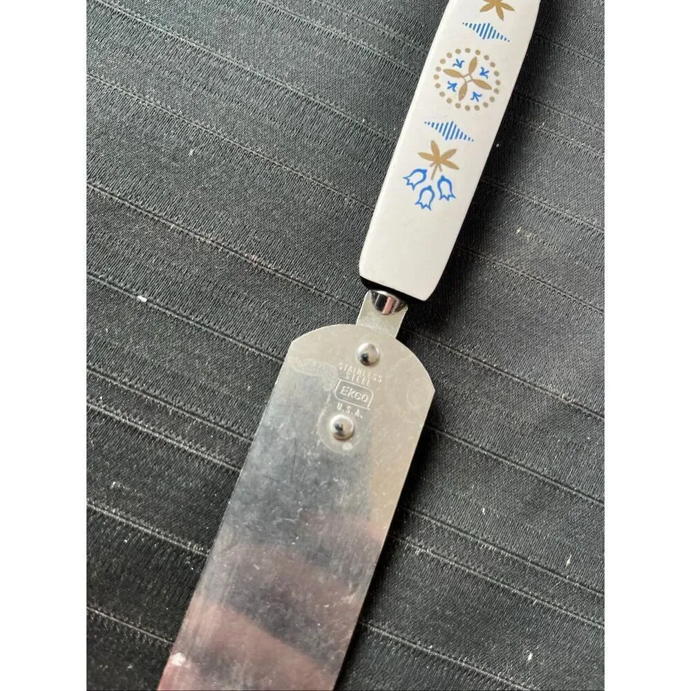 VTG Ekco Floral Handle Spatula Set Mid Century Kitchen Utensils USA